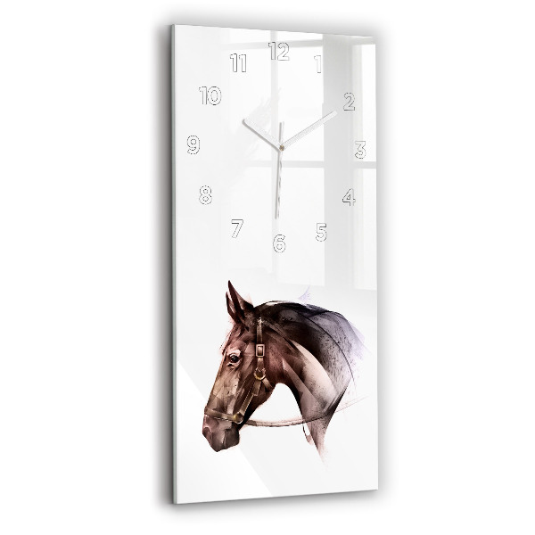 Reloj de vidrio vertical Perfil pintado de un caballo - espejomat.es