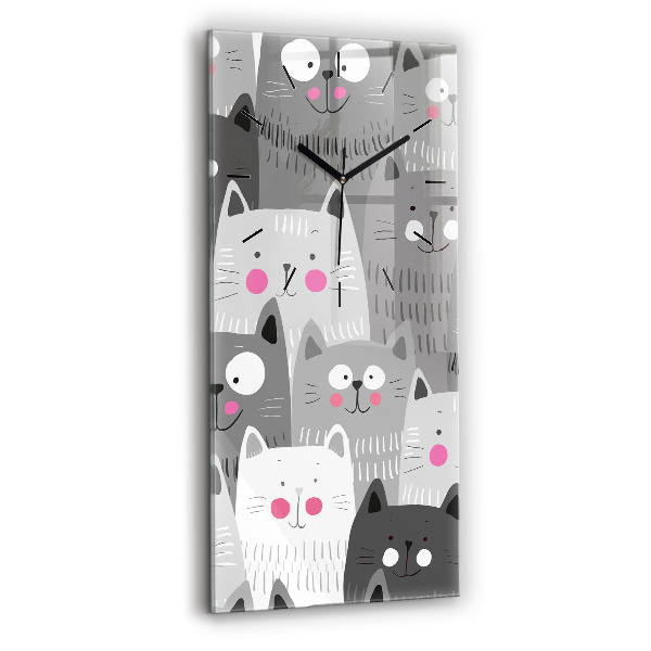 Reloj de cristal vertical Patrón con gatos - espejomat.es