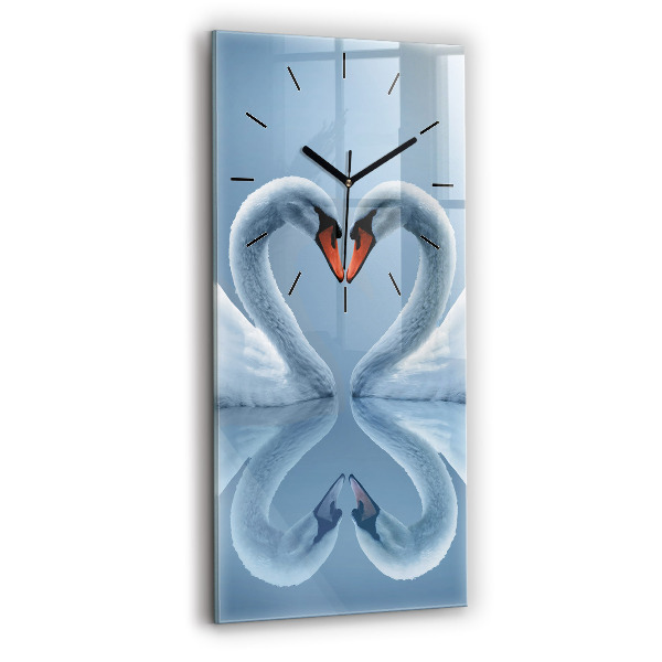 Reloj de vidrio vertical Cisnes en el corazón - espejomat.es