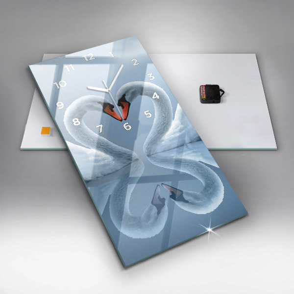 Reloj de vidrio vertical Cisnes en el corazón - espejomat.es