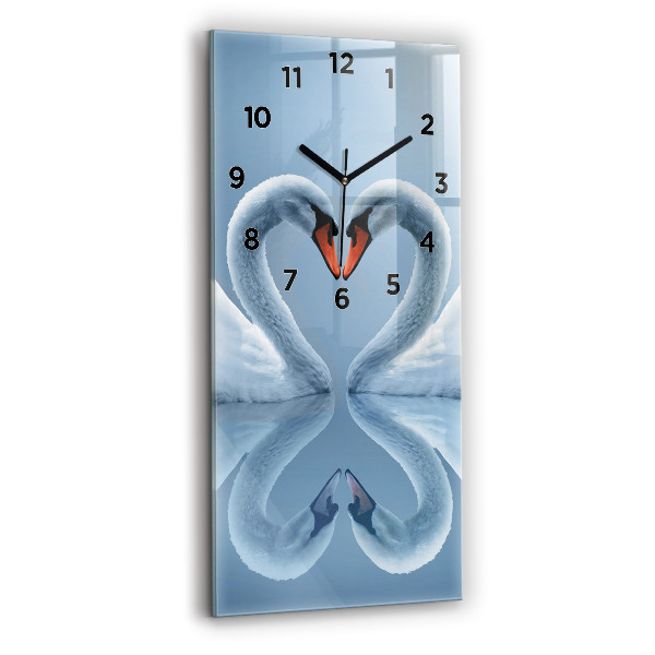 Reloj de vidrio vertical Cisnes en el corazón - espejomat.es