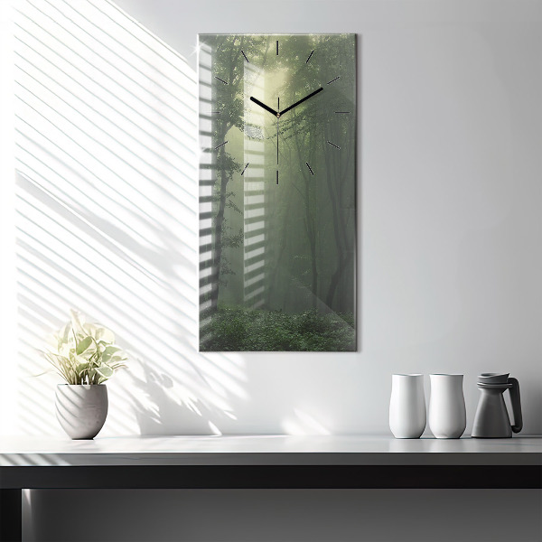 Reloj de cristal vertical Bosque brumoso por la mañana - espejomat.es