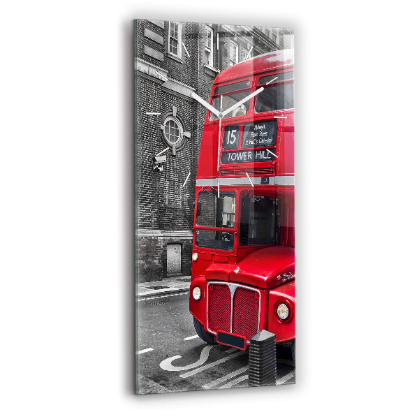 Reloj de vidrio vertical Autobús rojo de dos pisos - espejomat.es