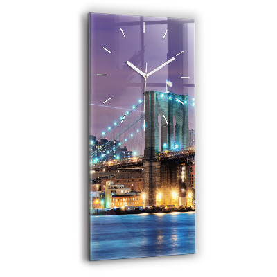Reloj de vidrio vertical Puente de Brooklyn y East River - espejomat.es