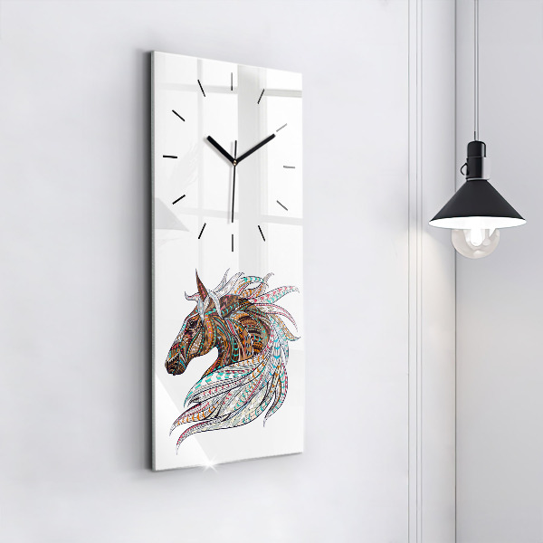 Reloj de vidrio vertical Ilustración de un caballo - espejomat.es