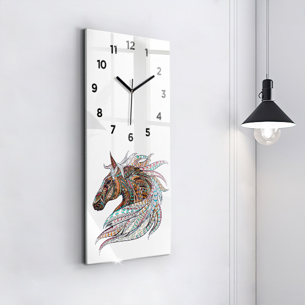 Reloj de vidrio vertical Ilustración de un caballo - espejomat.es