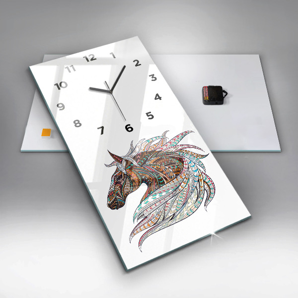 Reloj de vidrio vertical Ilustración de un caballo - espejomat.es