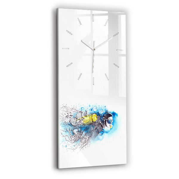 Reloj de vidrio vertical Vida submarina de peces - espejomat.es
