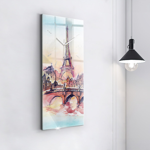 Reloj de cristal vertical Paisaje pintado de París - espejomat.es