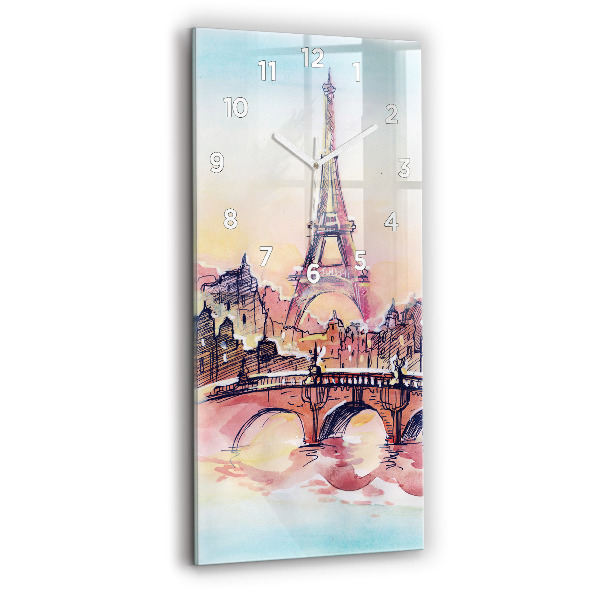 Reloj de cristal vertical Paisaje pintado de París - espejomat.es