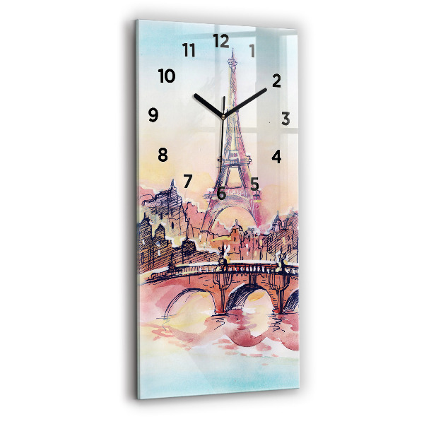 Reloj de cristal vertical Paisaje pintado de París - espejomat.es