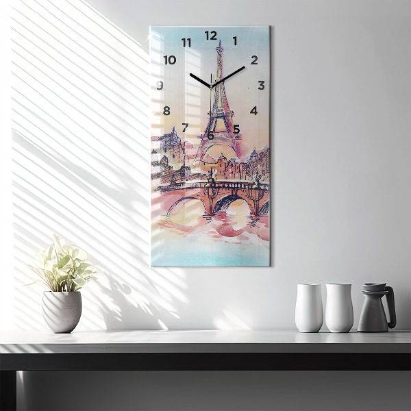 Reloj de cristal vertical Paisaje pintado de París - espejomat.es