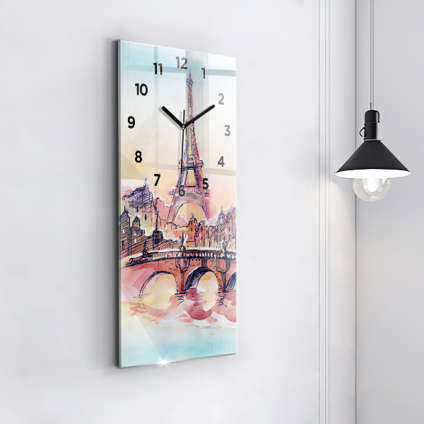 Reloj de cristal vertical Paisaje pintado de París - espejomat.es