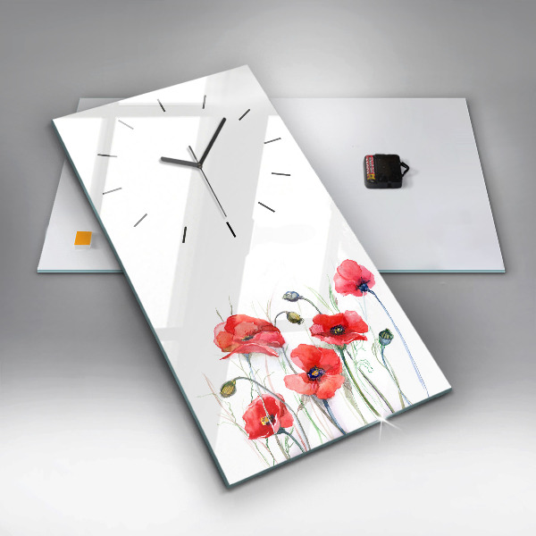 Reloj vertical Amapolas rojas pintadas - espejomat.es