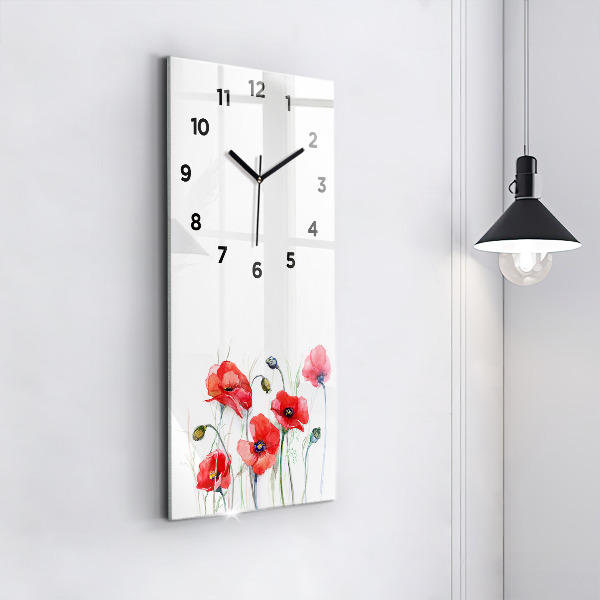Reloj vertical Amapolas rojas pintadas - espejomat.es