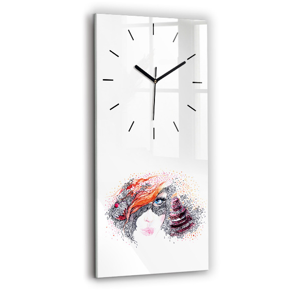 Reloj de vidrio vertical Dulce mujer con pastel - espejomat.es