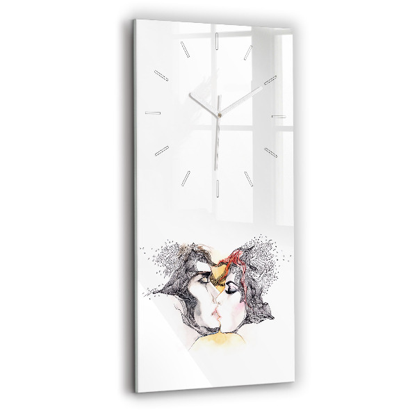 Reloj de vidrio vertical Dibujo de un beso de amor - espejomat.es