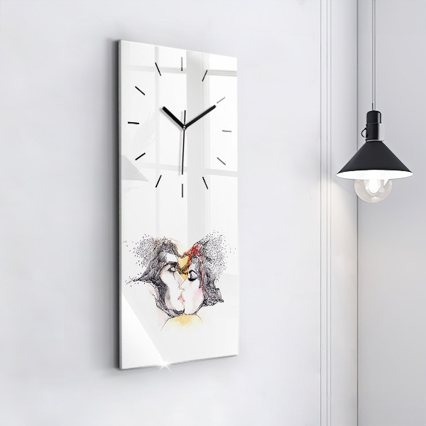 Reloj de vidrio vertical Dibujo de un beso de amor - espejomat.es