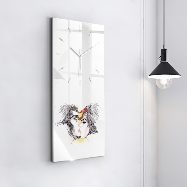 Reloj de vidrio vertical Dibujo de un beso de amor - espejomat.es