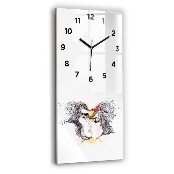 Reloj de vidrio vertical Dibujo de un beso de amor - espejomat.es