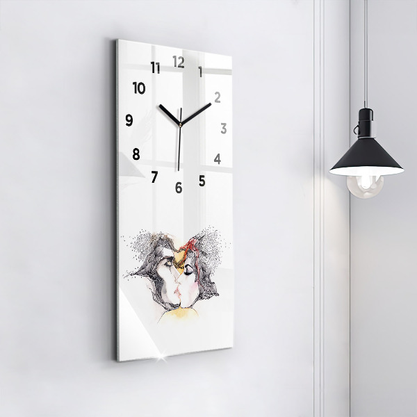 Reloj de vidrio vertical Dibujo de un beso de amor - espejomat.es