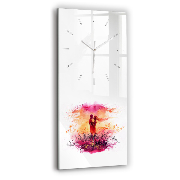 Reloj de cristal vertical Acuarela de una pareja enamorada - espejomat.es