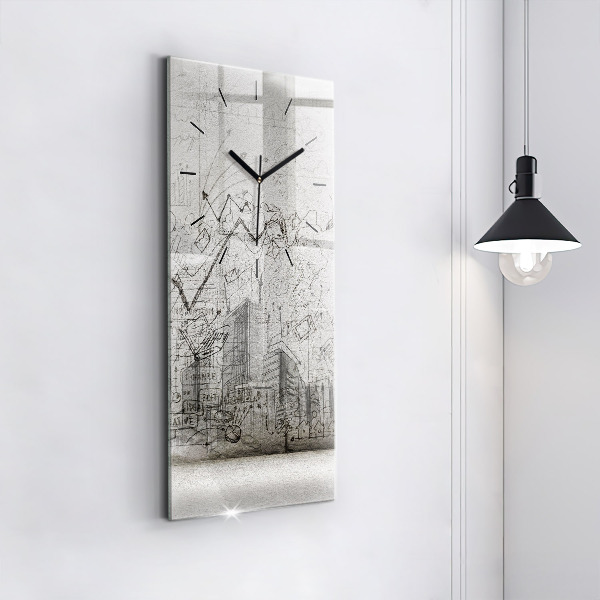 Reloj de vidrio vertical Bosquejo de una ciudad - espejomat.es