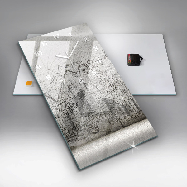 Reloj de vidrio vertical Bosquejo de una ciudad - espejomat.es