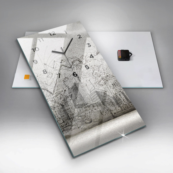 Reloj de vidrio vertical Bosquejo de una ciudad - espejomat.es