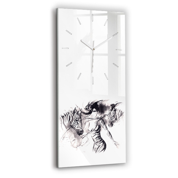 Reloj de cristal vertical Mujer y cebras - espejomat.es