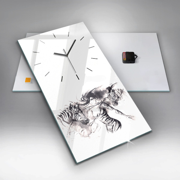 Reloj de cristal vertical Mujer y cebras - espejomat.es