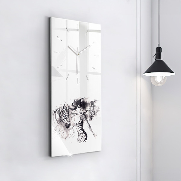 Reloj de cristal vertical Mujer y cebras - espejomat.es