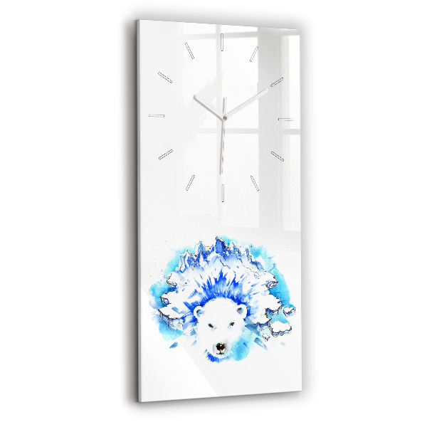 Reloj de cristal vertical Oso sobre fondo de hielo - espejomat.es
