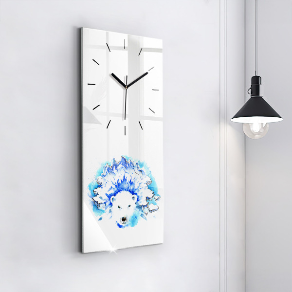 Reloj de cristal vertical Oso sobre fondo de hielo - espejomat.es