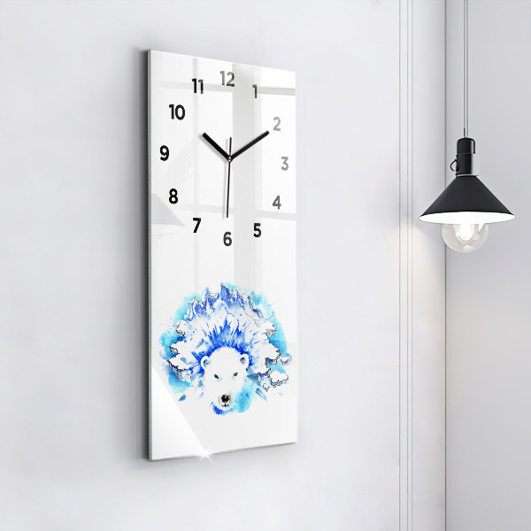 Reloj de cristal vertical Oso sobre fondo de hielo - espejomat.es