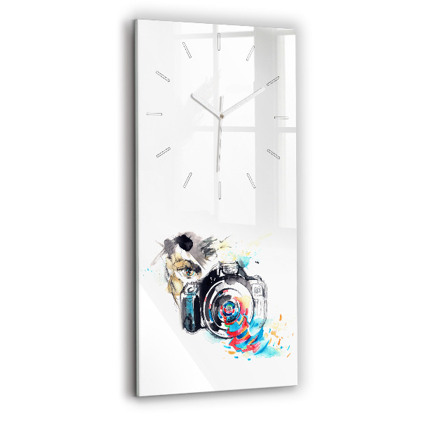 Reloj de vidrio vertical Mujer cámara fotógrafa - espejomat.es