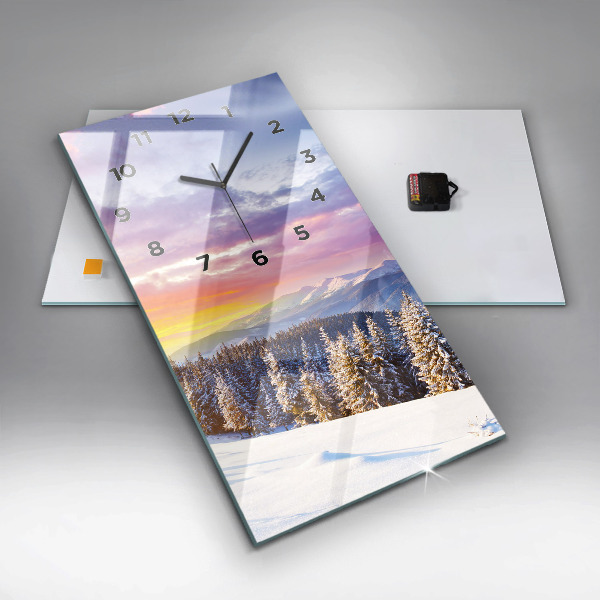 Reloj vertical Paisaje invernal de montaña - espejomat.es