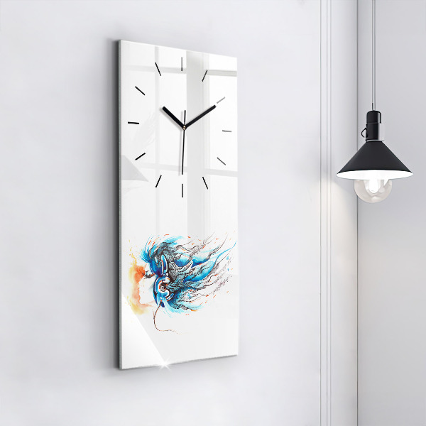 Reloj vertical Ilustración de auriculares - espejomat.es