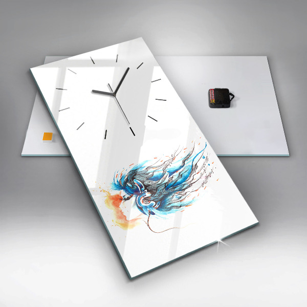 Reloj vertical Ilustración de auriculares - espejomat.es