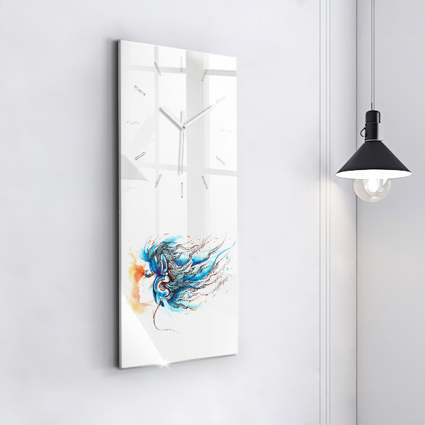 Reloj vertical Ilustración de auriculares - espejomat.es