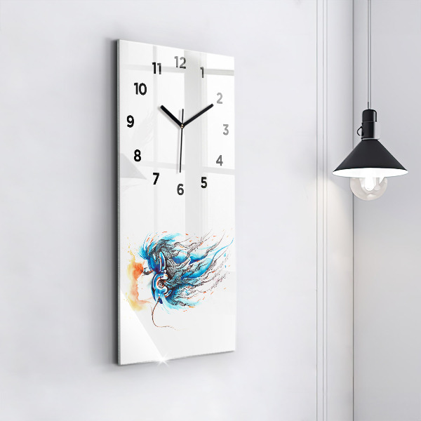 Reloj vertical Ilustración de auriculares - espejomat.es
