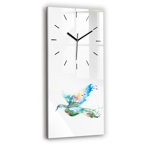 Reloj de vidrio vertical Abstracción de pájaro y primavera - espejomat.es