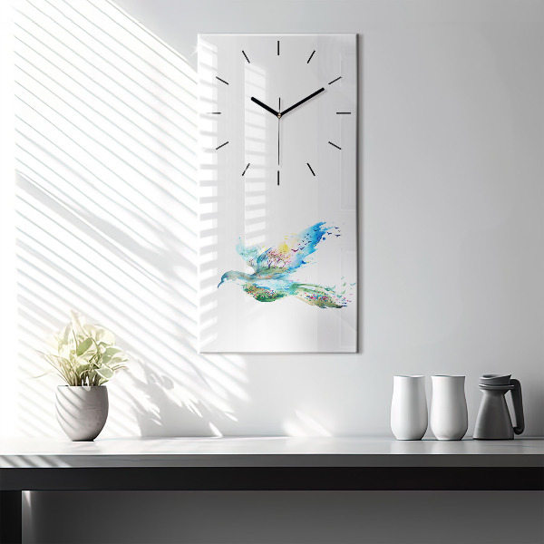 Reloj de vidrio vertical Abstracción de pájaro y primavera - espejomat.es