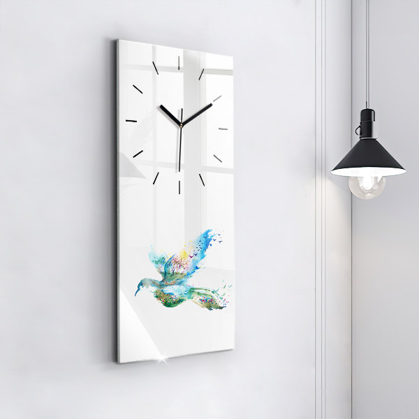 Reloj de vidrio vertical Abstracción de pájaro y primavera - espejomat.es