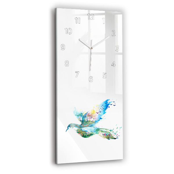 Reloj de vidrio vertical Abstracción de pájaro y primavera - espejomat.es