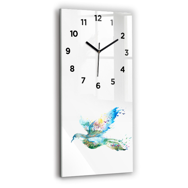 Reloj de vidrio vertical Abstracción de pájaro y primavera - espejomat.es