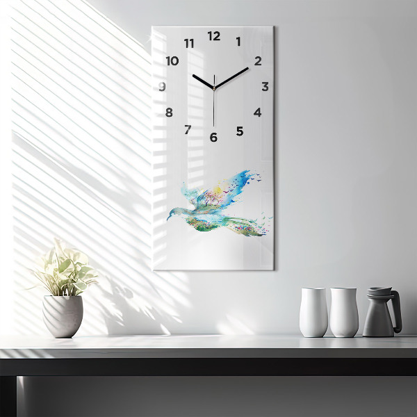 Reloj de vidrio vertical Abstracción de pájaro y primavera - espejomat.es