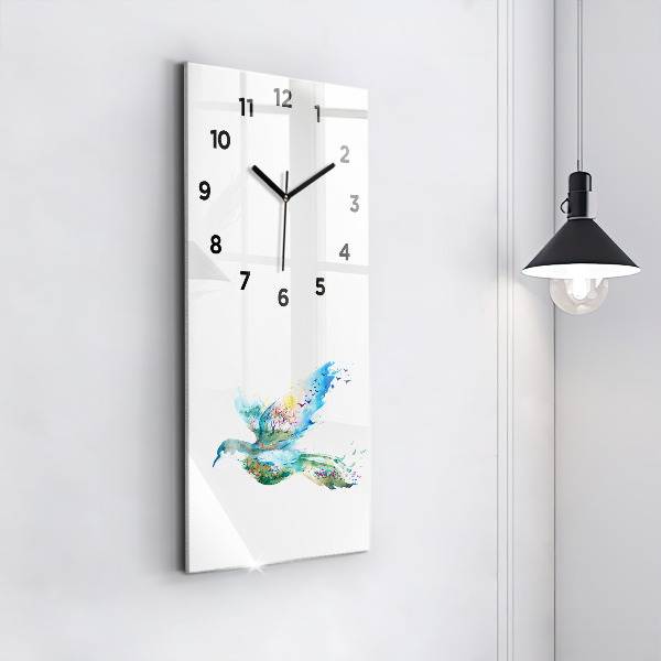 Reloj de vidrio vertical Abstracción de pájaro y primavera - espejomat.es