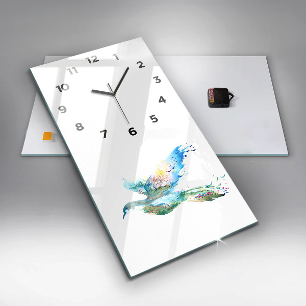 Reloj de vidrio vertical Abstracción de pájaro y primavera - espejomat.es