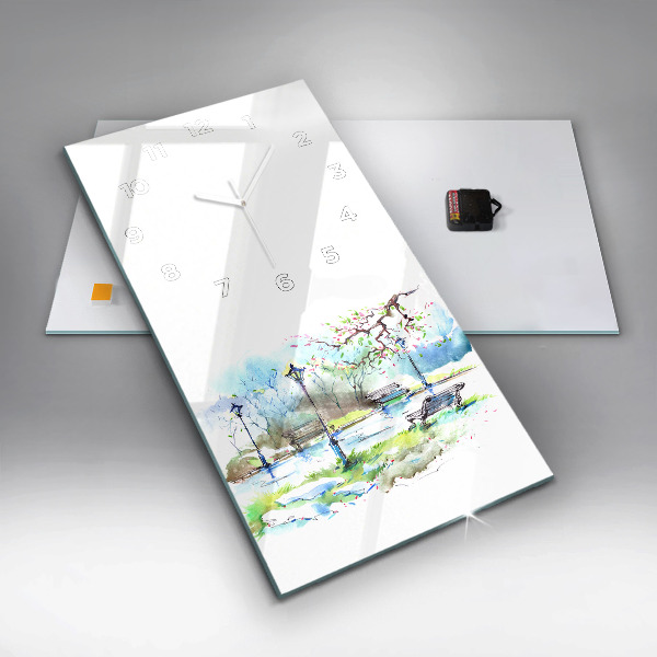 Reloj de vidrio vertical Primavera pintoresca - espejomat.es